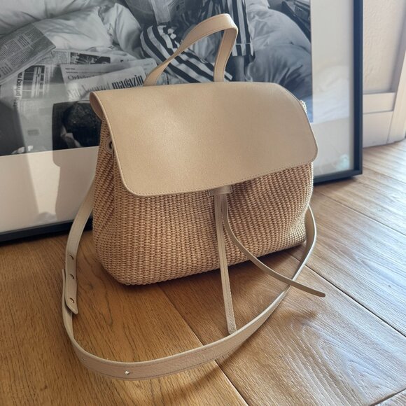 Mansur Gavriel Soft Lady pebbled leather and raffia shoulder bag handbag - Picture 6 of 9